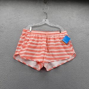 NWT Columbia Womens Omnishade UPF 50 Shorts XL Orange White Stripe Womens 3" Ins
